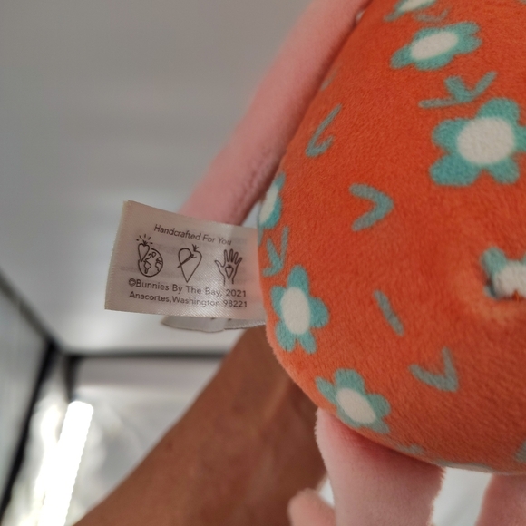 Bunnies By The Bay 14" Pink Rabbit Plush Doll Orange Dress Baby Cuddle Toy - Picture 8 of 10